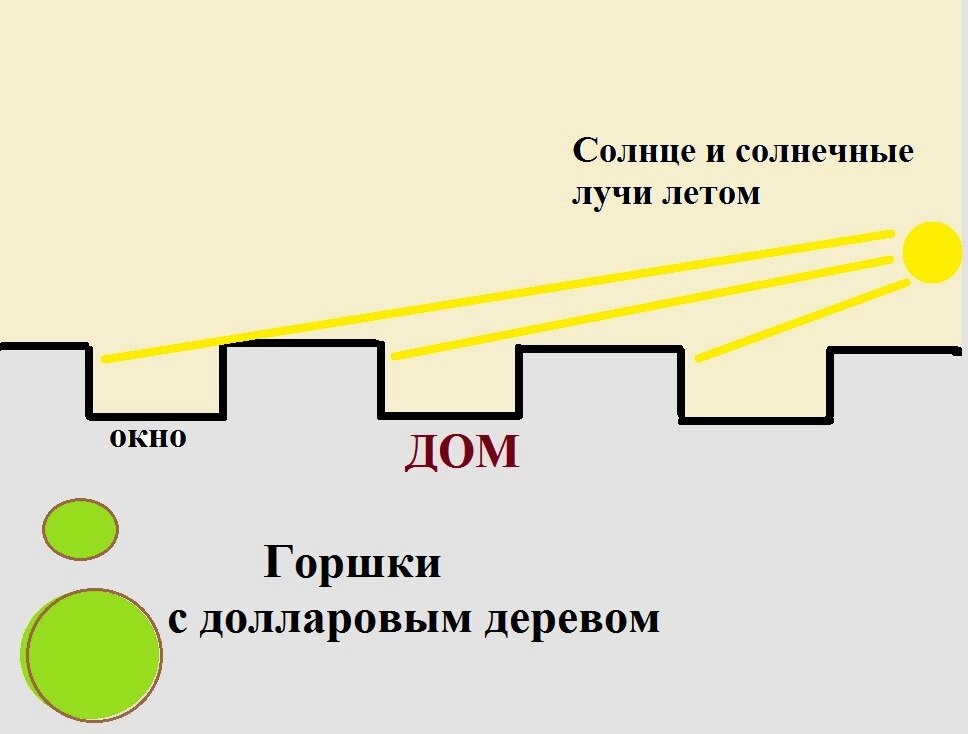 Схематичное изображение распределения солнечных лучей летом