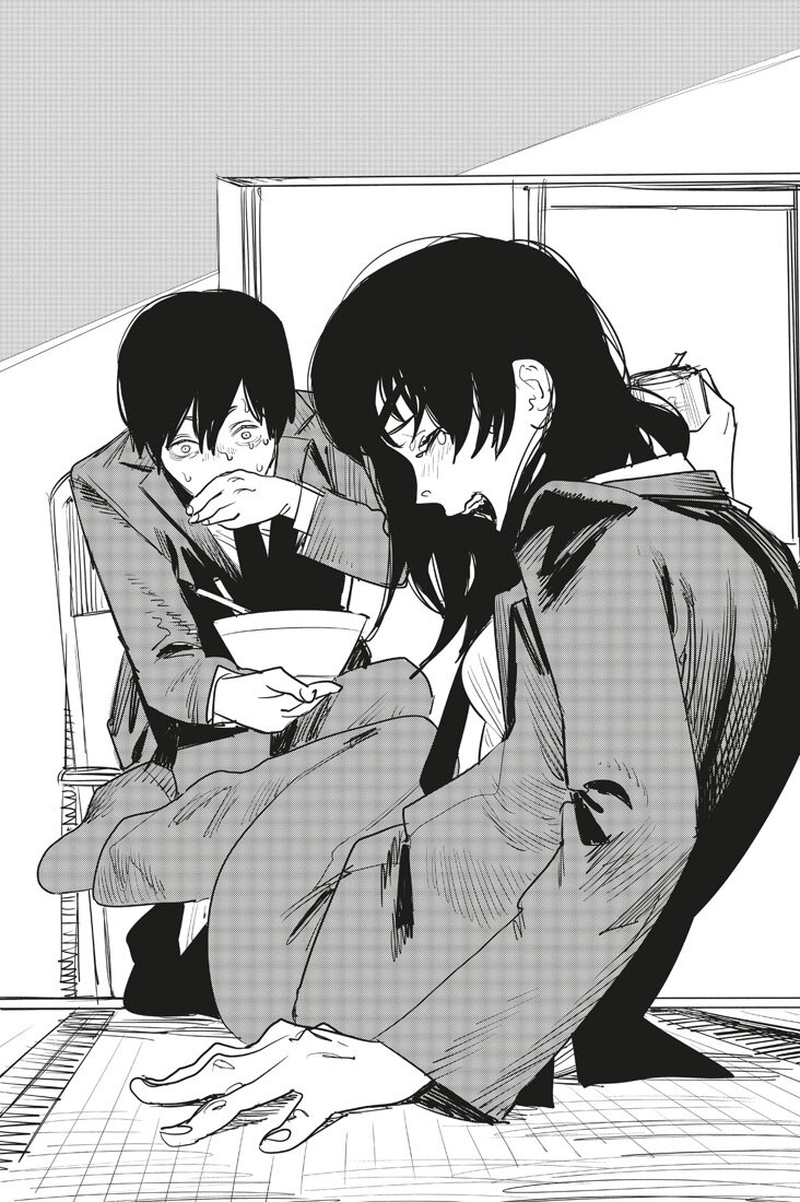 Иллюстрация из ранобэ Сакаку Хисикавы по идее Тацуки Фудзимото «Человек-бензопила: Истории о напарниках» © ООО «Издательская Группа «Азбука-Аттикус»