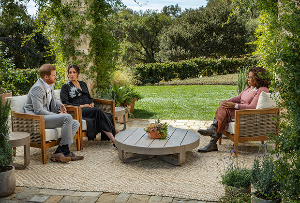    Принц Гарри и Меган Маркл во время интервью Опре Уинфри. Фото: Harpo Productions / Joe Pugliese via Getty Images