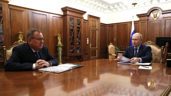     Встреча президента России Владимира Путина с главой ВТБ Андреем Костиным / Фото: kremlin.ru