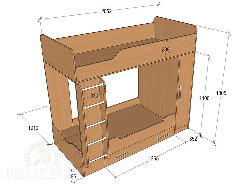 Детская двухъярусная кровать из ЛДСП своими руками: фото, чертежи, расчет размеров и раскрой