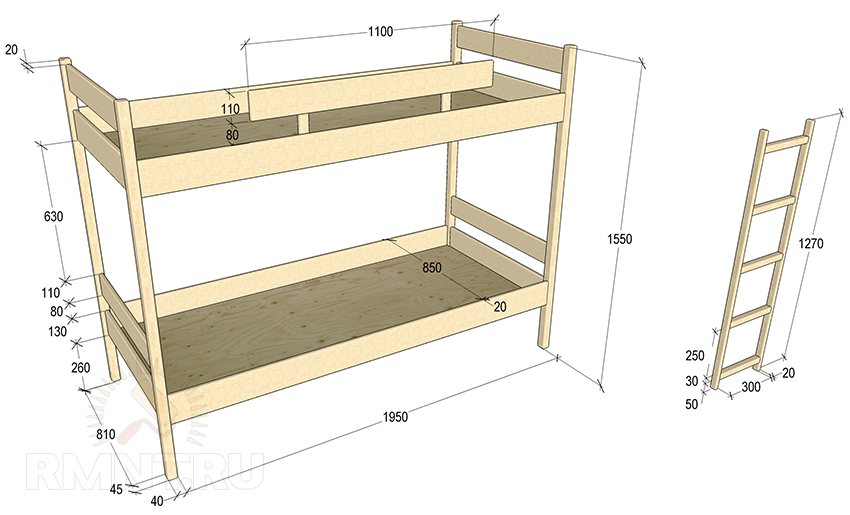 Двухъярусная кровать для детей своими руками: пошаговая инструкция