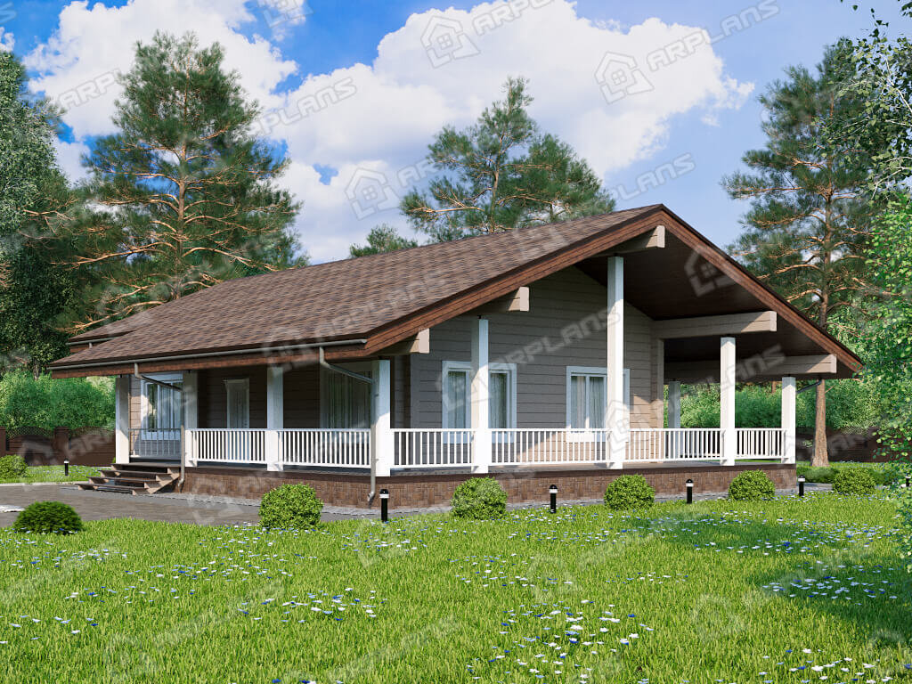 Фото 1 одноэтажного дома из бруса. Источник arplans.ru Проект ДС-171 