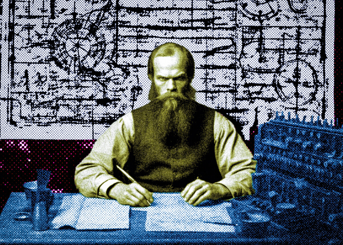 Фёдор Михайлович Достоевский за работой в Инженерном училище. Фото в цвете