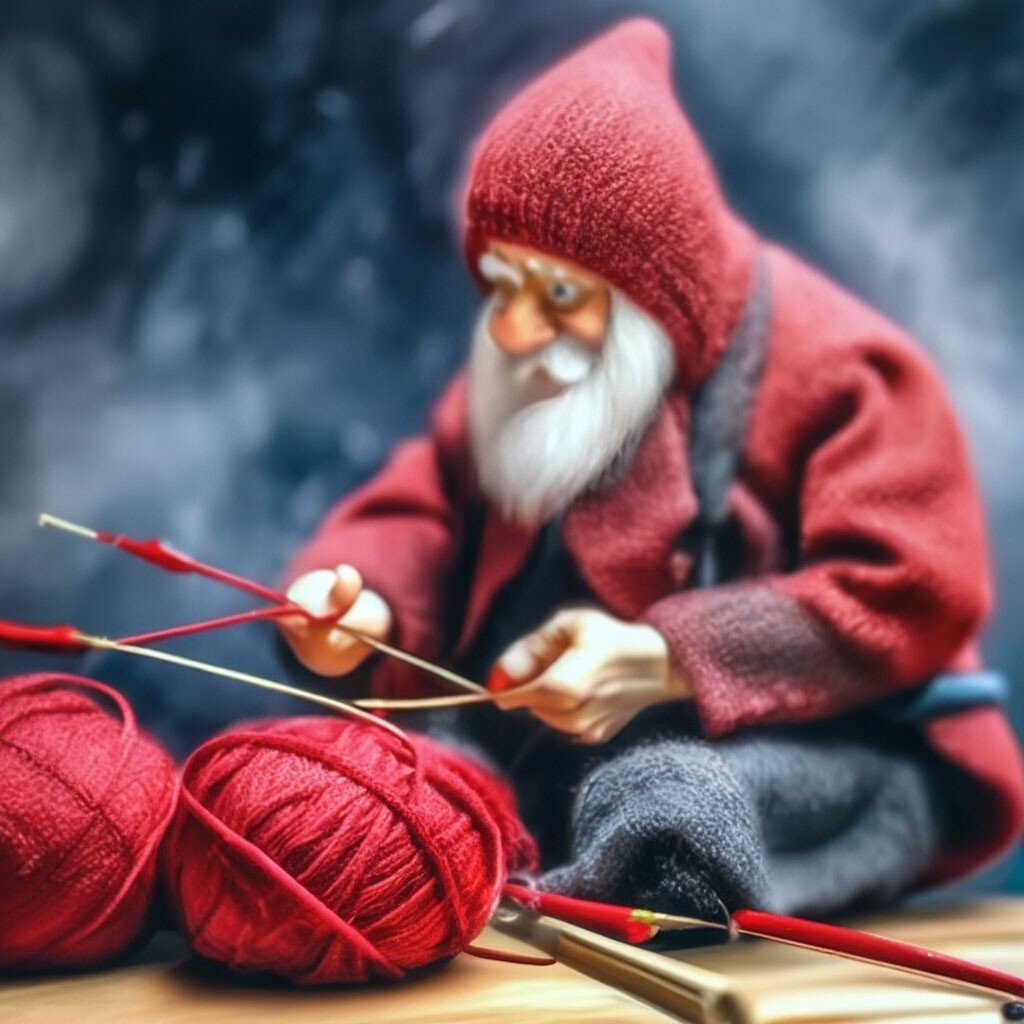 Олег Лукич вяжет новый колпак 