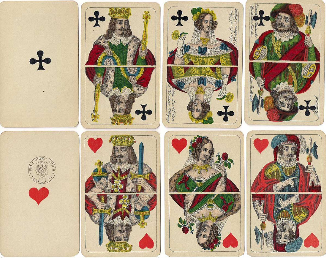 Карты из колоды производства Vereinigte Stralsunder Spielkarten Fabriken, около 1880 года