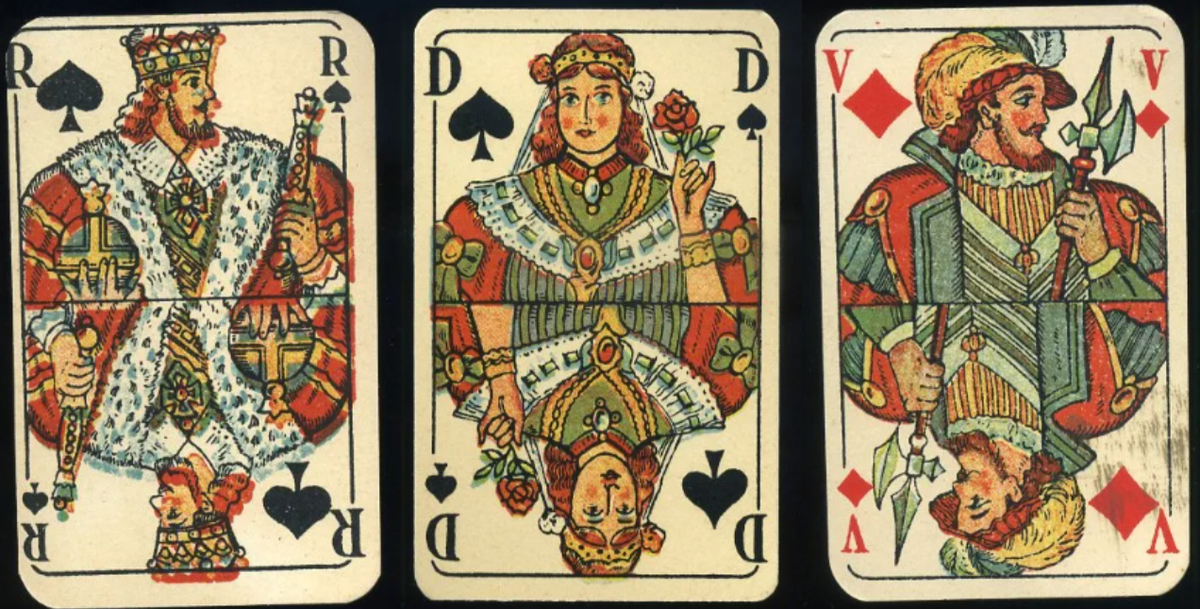 Колода в стиле стандартный Берлинский шаблон (Berliner Bild или Franzoesisches bild), производитель Rudolf rausch & Co, 1948/49 гг.