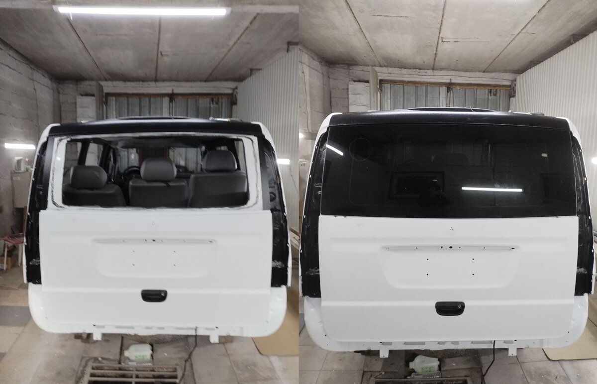 Вклеиваем стекло в дверь багажника. Стекло и крыша визуально образуют единое целое