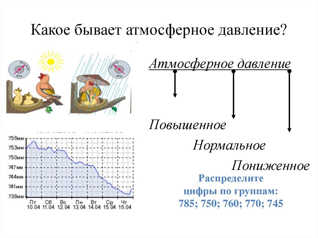 Определите в какой из точек обозначенных на рисунке будет самое низкое атмосферное давление