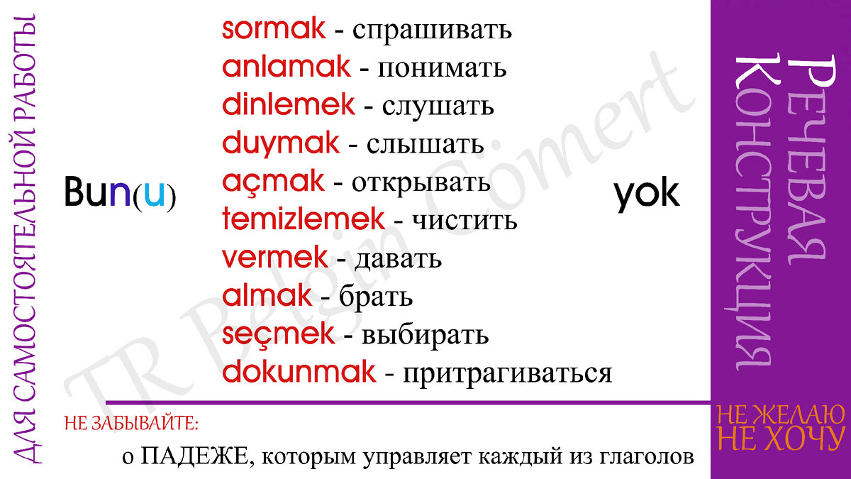 Турецкий язык. РК: НЕ ЖЕЛАЮ - НЕ ХОЧУ/ Вам знакомо это? | TR Belgin Cömert  | Дзен