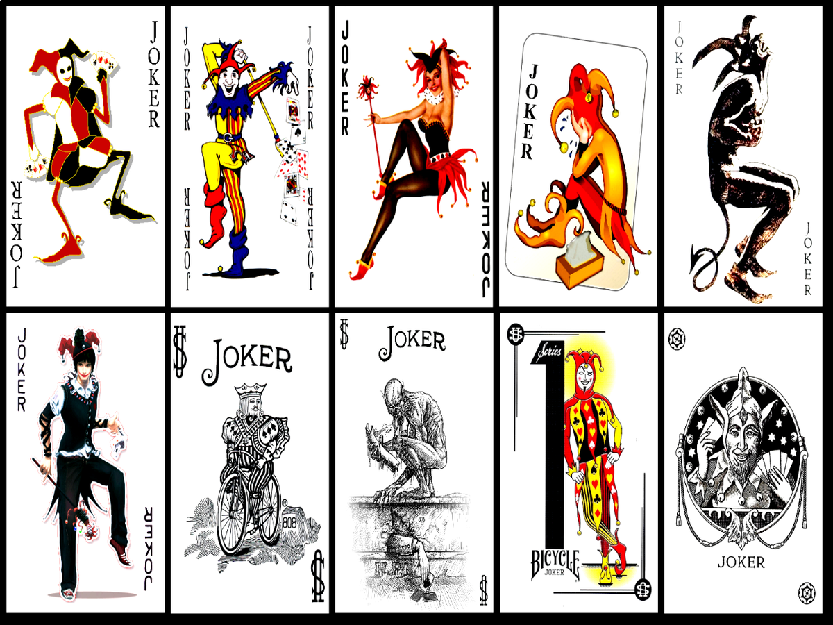 Разнообразие образа карты "Джокер". Автор неизвестен. Изображение из открытых источников.