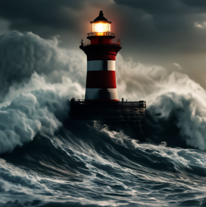 Будьте крепки, как этот маяк в бушующем море.
