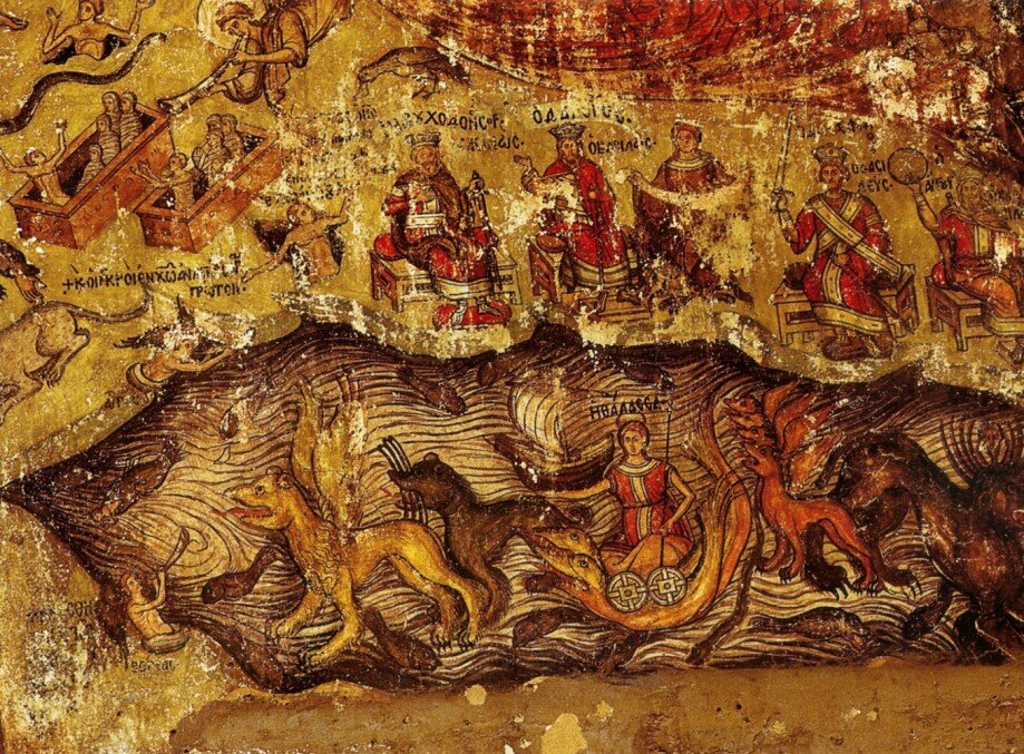 Страшный суд. Византийская фреска, XVI век.