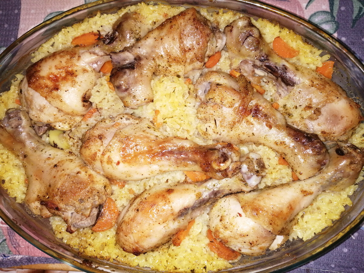 Курица с рисом запечённая в духовке