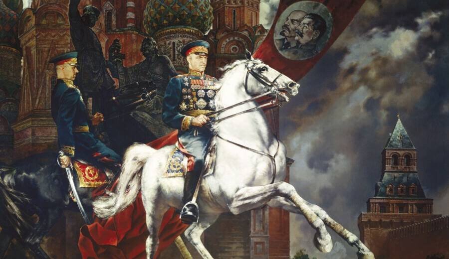 C.Н. Присекин «Маршалы Советского Союза Г.К. Жуков и К.К. Рокоссовский на Красной площади 24 июня 1945 года»