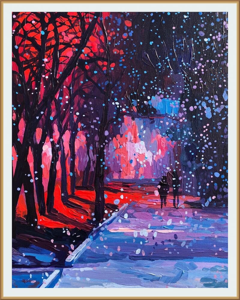 Картина Анастасии Трусовой  " Ночь, улица, Фонарь " 2019 год