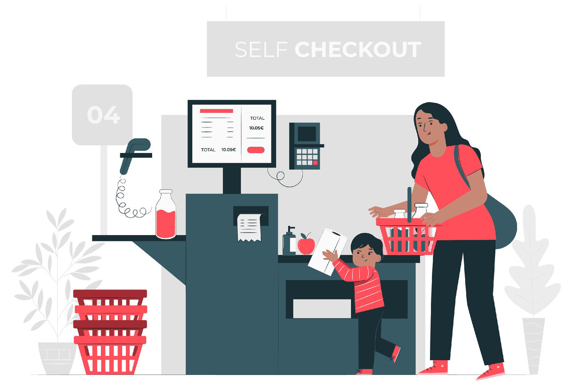 Request shop. Self checkout. Self checkout illumination.