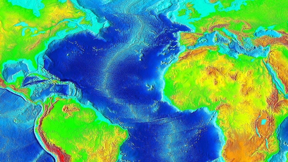 Рельеф атлантического океана представлен