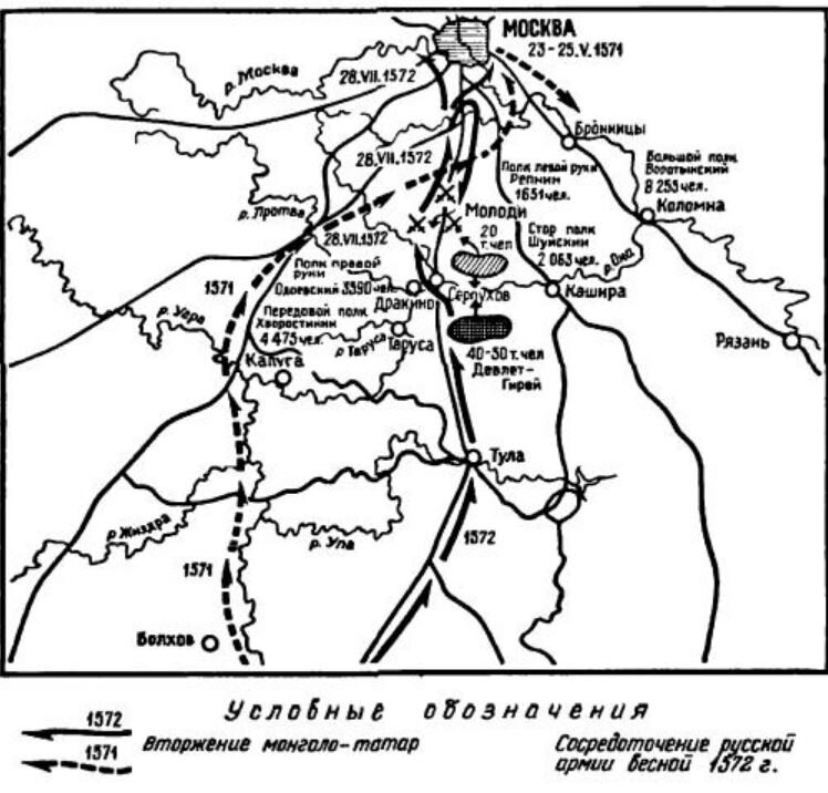 1572 битва при молодях карта