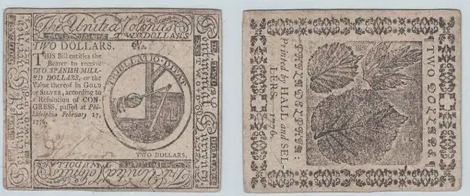 2 доллара 1776 г. Фото из свободного источника.