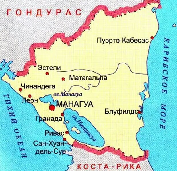 Озеро никарагуа на карте