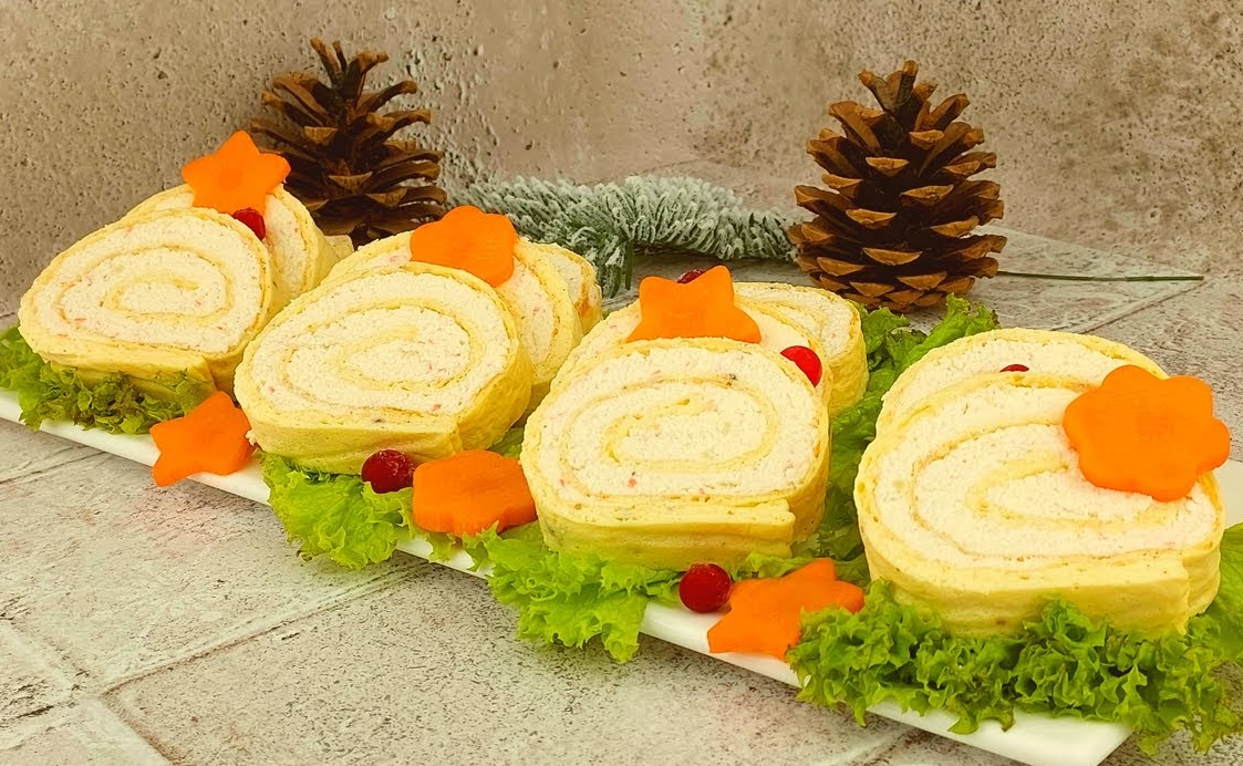 Омлетный рулет закусочный