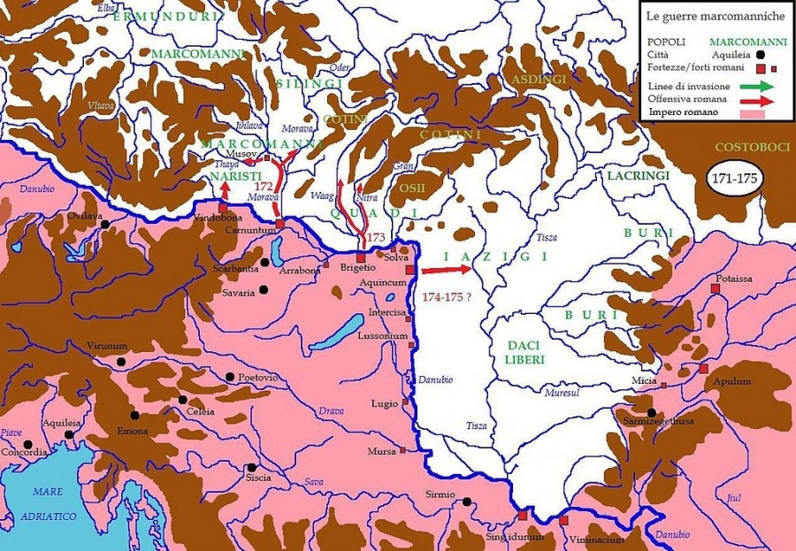 Карта военных действий в 170-е гг.