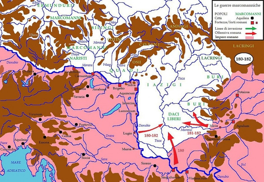 Карта военных действий в 180-е гг. 