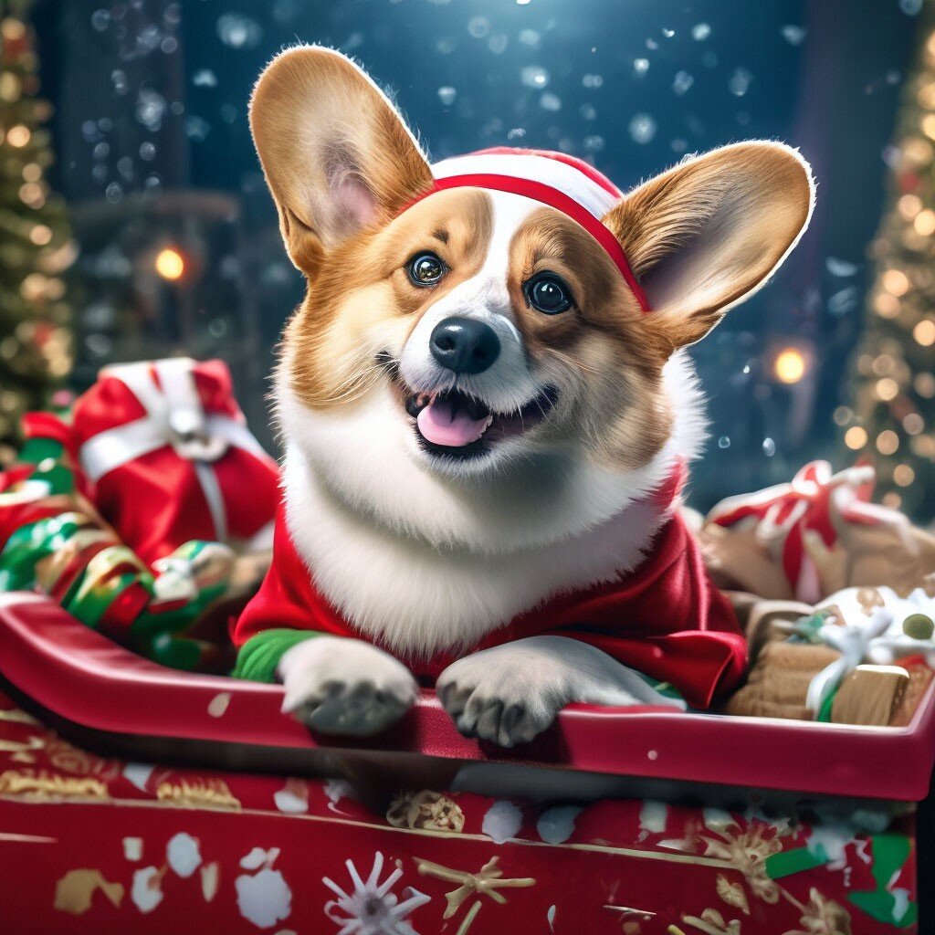 Корги дед мороз подарки привез