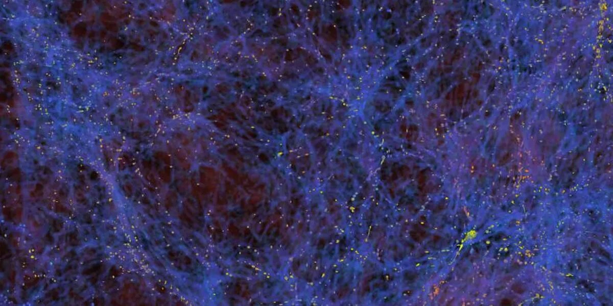 Моделирование нитей темной материи во Вселенной.  Зария Лукич/Национальная лаборатория Лоуренса Беркли