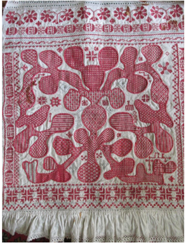 Фото З.В. Воропаевой. Конец полотенца, дер. Большое Сотниково, Урицкий р-н, Орловская обл., конец XIX – начало XX века. Полевая экспедиция 2018 г.