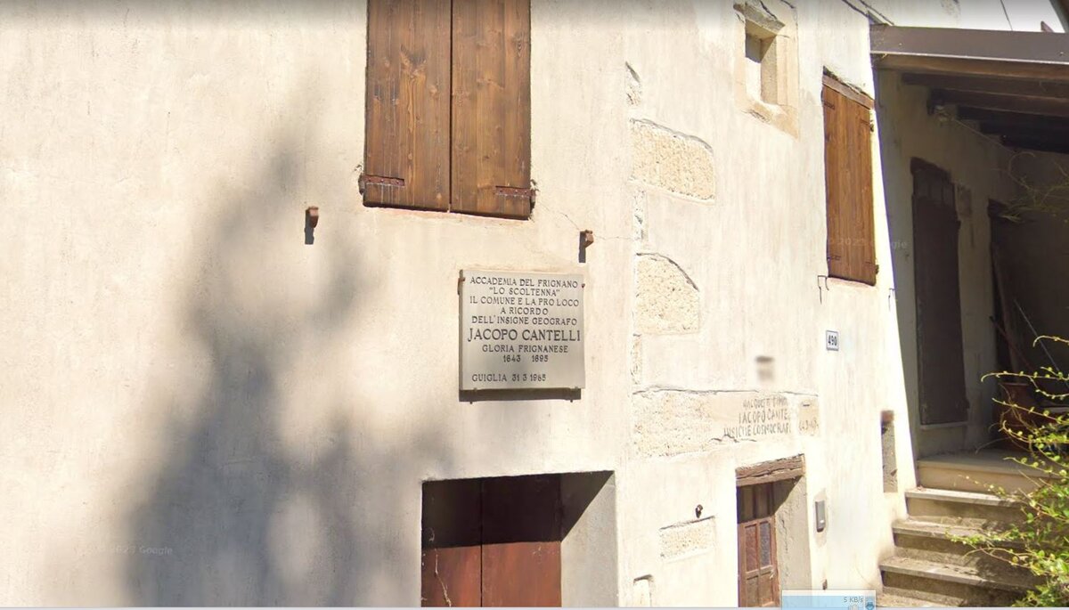 Доска памяти выдающегося географа Якопо Кантелли с 1643 по 1695года в Гуилья, провинции Модена