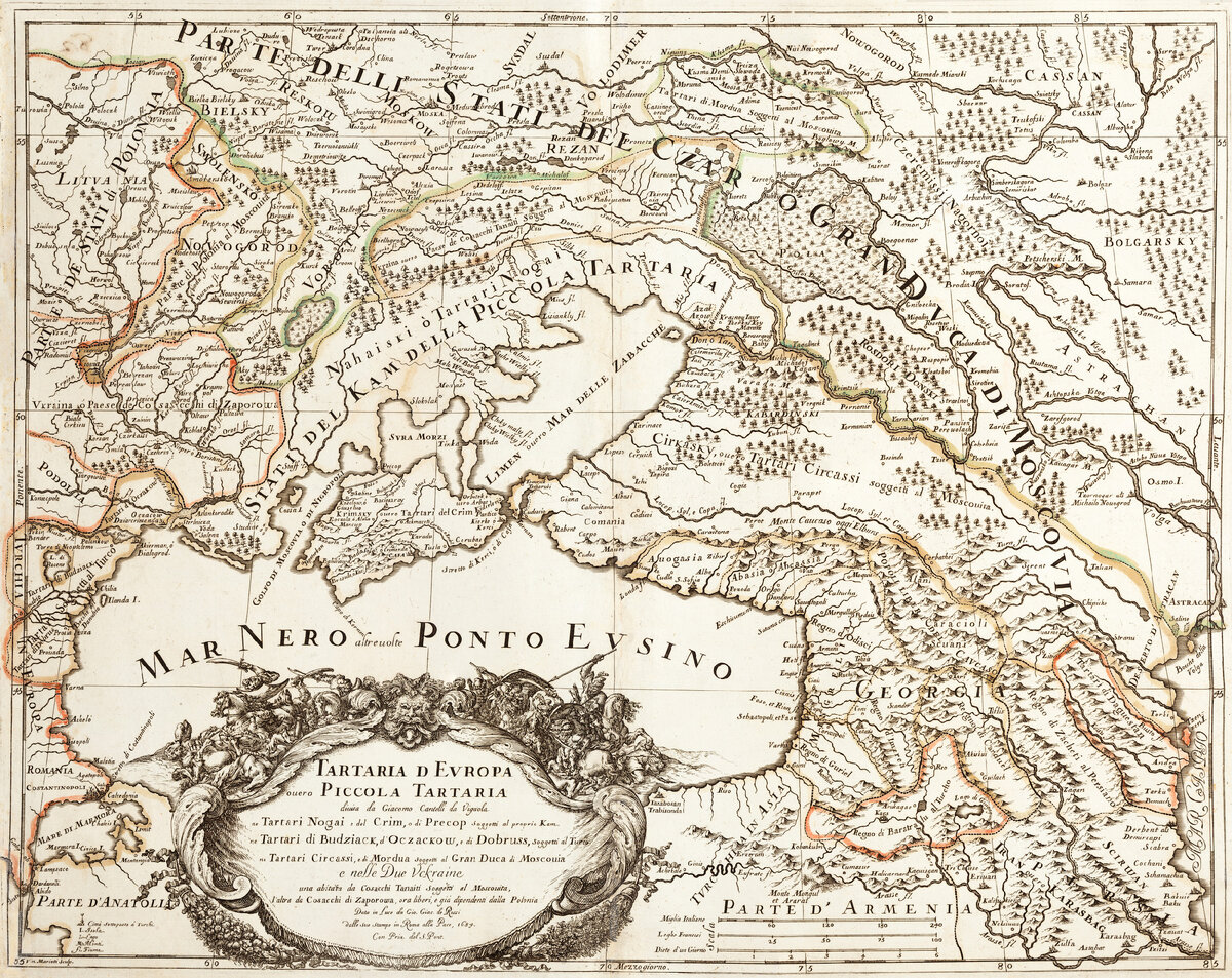 Карта "Tartaria d'Europa o vero Piccola Tartaria", в переводе на русский  означает "Европейская Татария и Малая Татария", составлена Джакомо Кантелли в 1684году.