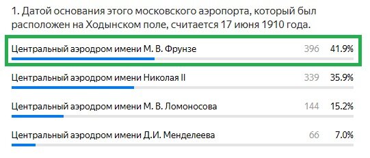 Правильный ответ: Центральный аэродром имени М.В. Фрунзе
