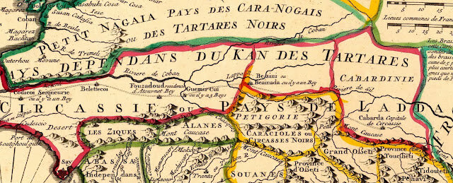 Фрагмент "Карты стран, окружающих Каспийское море" Гийома Делиля 1723 года