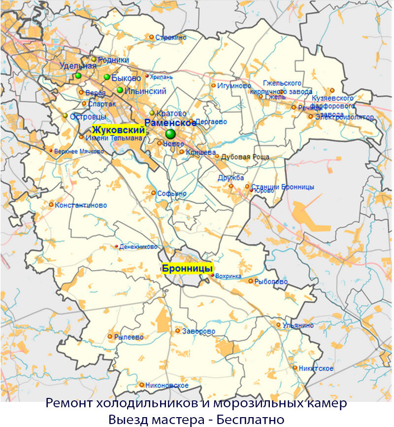 Карта раменского района с деревнями и поселками подробная