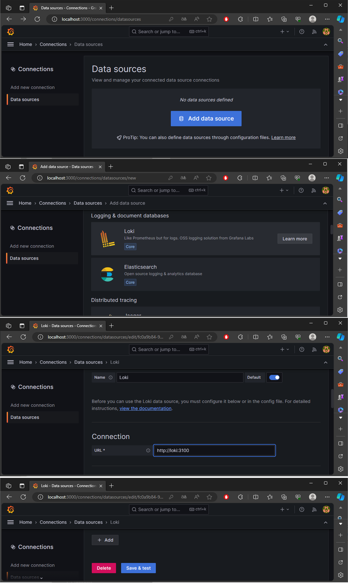 Подключение Grafana к источнику Loki
