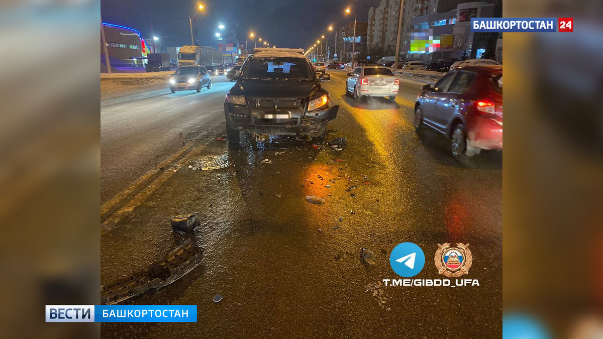    В уфимском Сипайлово пьяный водитель устроил массовую аварию с пострадавшим