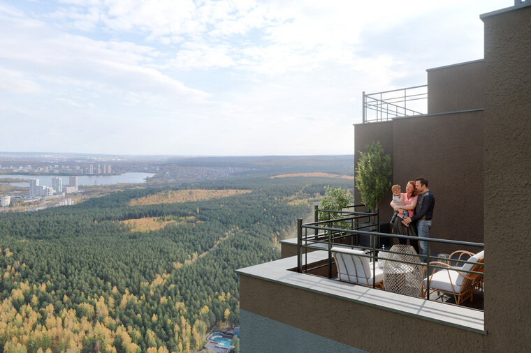    В «Небосклонах» представлены коллекционные квартиры с террасами на последних этажах для эстетов Изображения: «Унистрой»