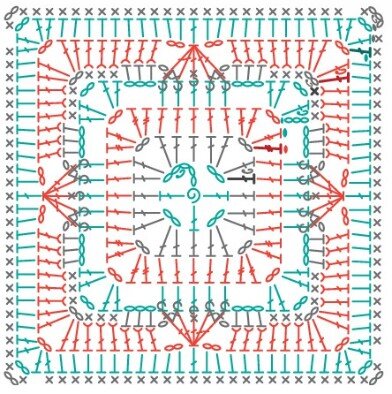 Квадраты крючком пошагово