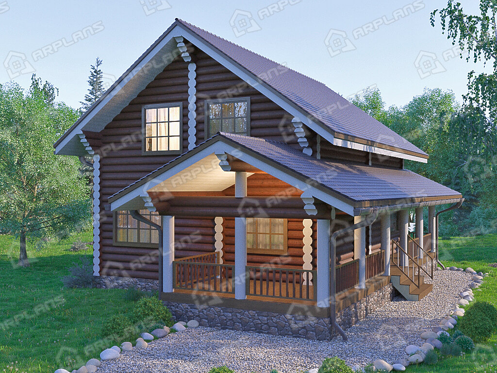 Фото 1 деревянного двухэтажного дома из бревна. Источник arplans.ru Проект ДО-023 