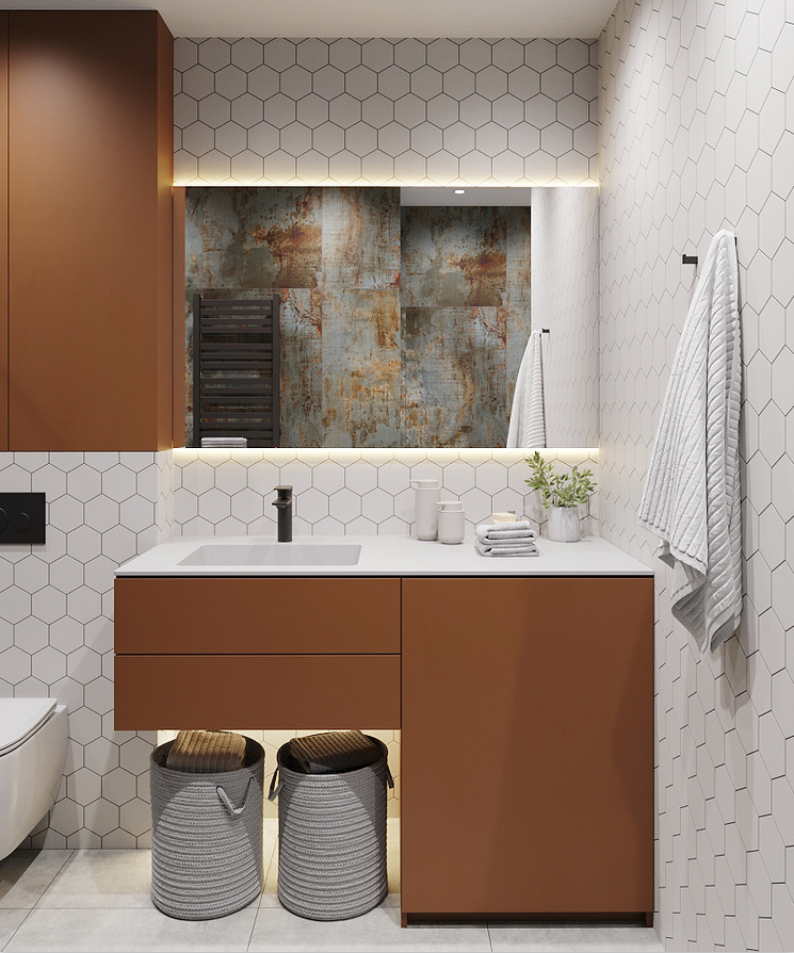 Справа - стиральная машина. Она у нас уже есть, старенькая, но прекрасно работающая. Спрятать.