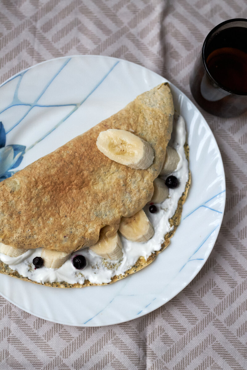 Завтрак. Овсяноблин с семенами чиа. Фото автора