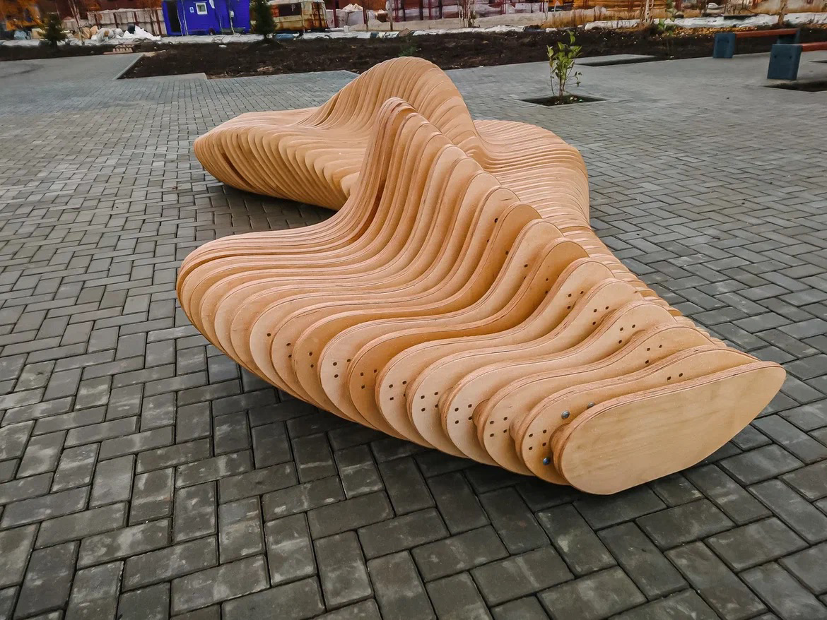 Скамья в параметрическом стиле. Производство компании "ARTMOROSHKA"