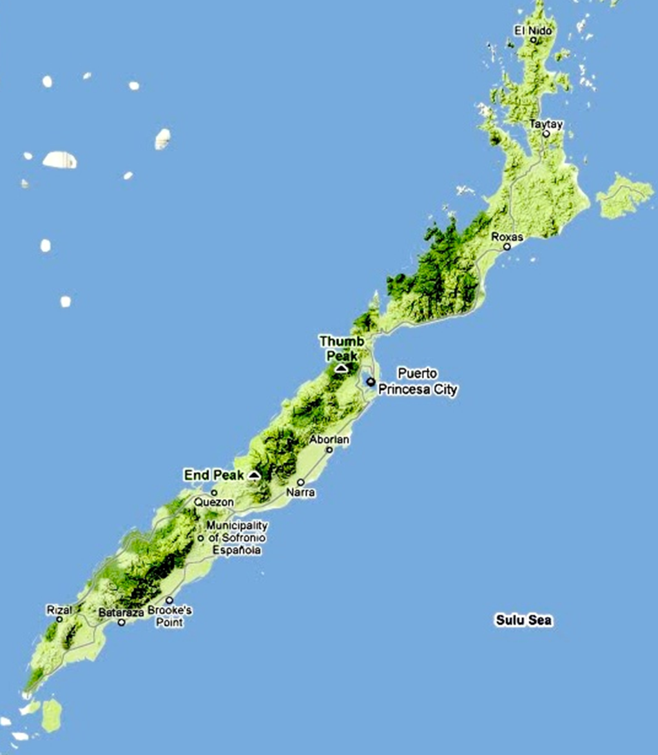 Карта острова Палаван. Филиппины