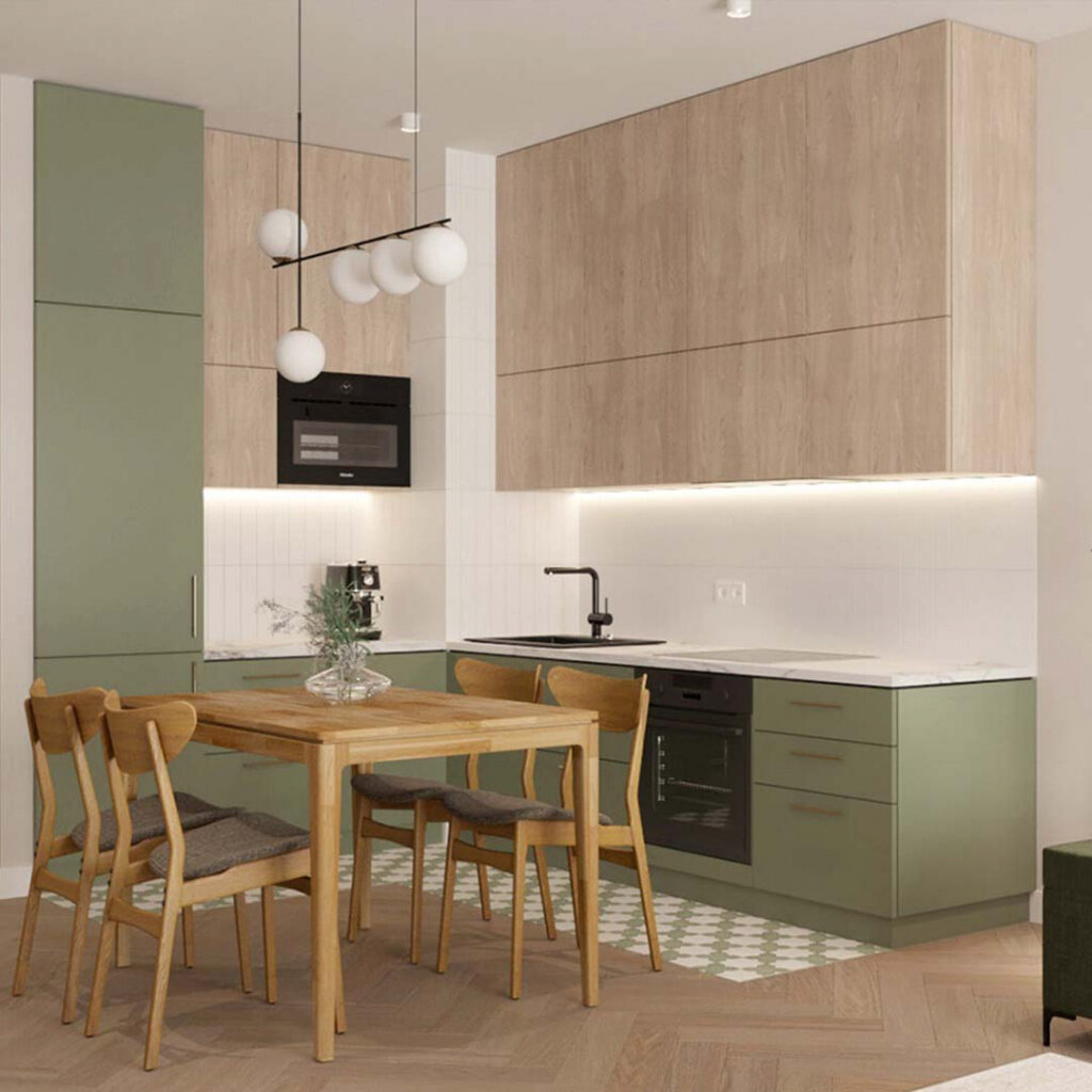 Зеленая кухня в эко стиле (фото 2), источник pinterest.com