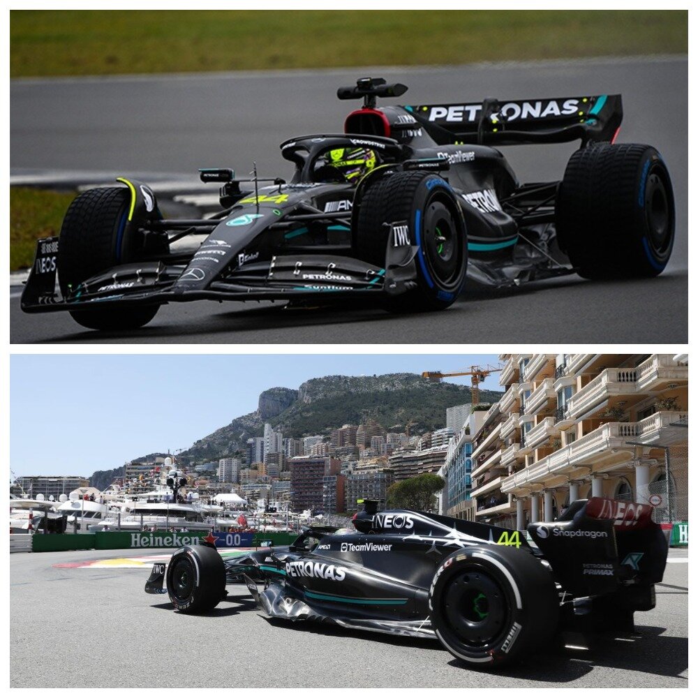 Mercedes в начале сезона (сверху) и после обновлений на Гран-При Монако