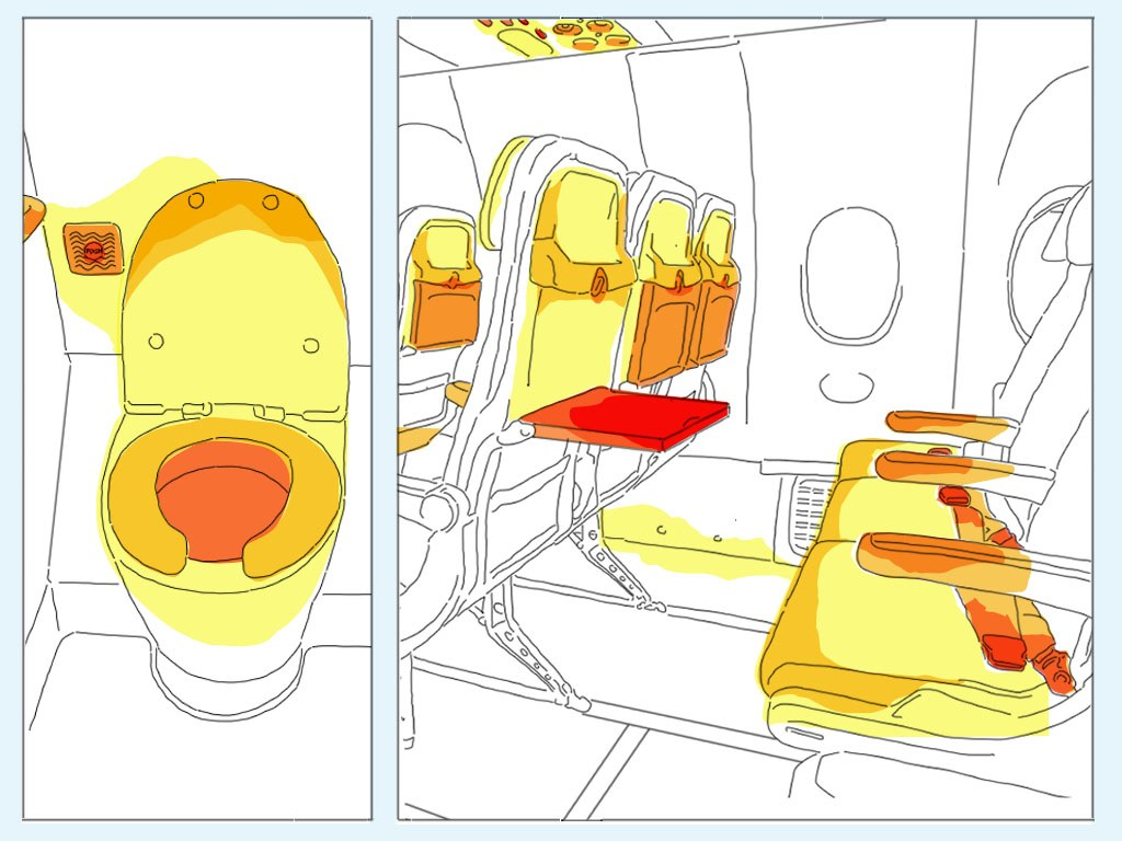 Расположение туалета в самолете
