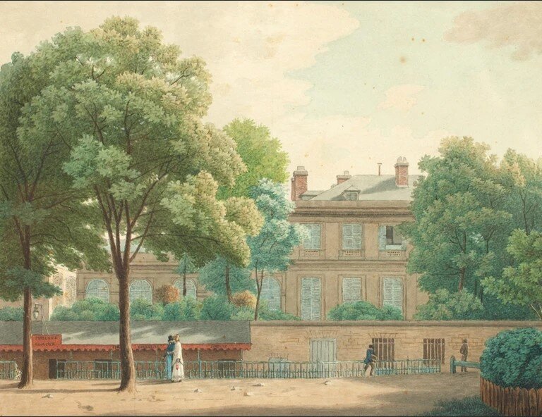 Jean Lubin Vauzelle. Отель Гримо де ля Реньер. Видимо, это вид с улицы или из Елисейских полей, скорее, не с площади