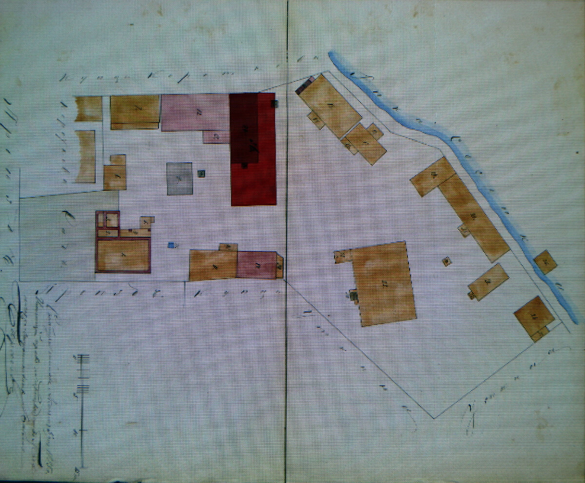 1885 год. План построек красильного заведения во владении временно московского купца Федора Козьмича Николаева. ЦГА г. Москвы, ОХД до 1917 года (извиняюсь за качество, переснимал с экрана) 